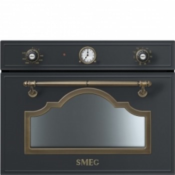 Smeg SF4750MAO retro mikrovlnná trouba antracit/mosaz - ihned k expedici